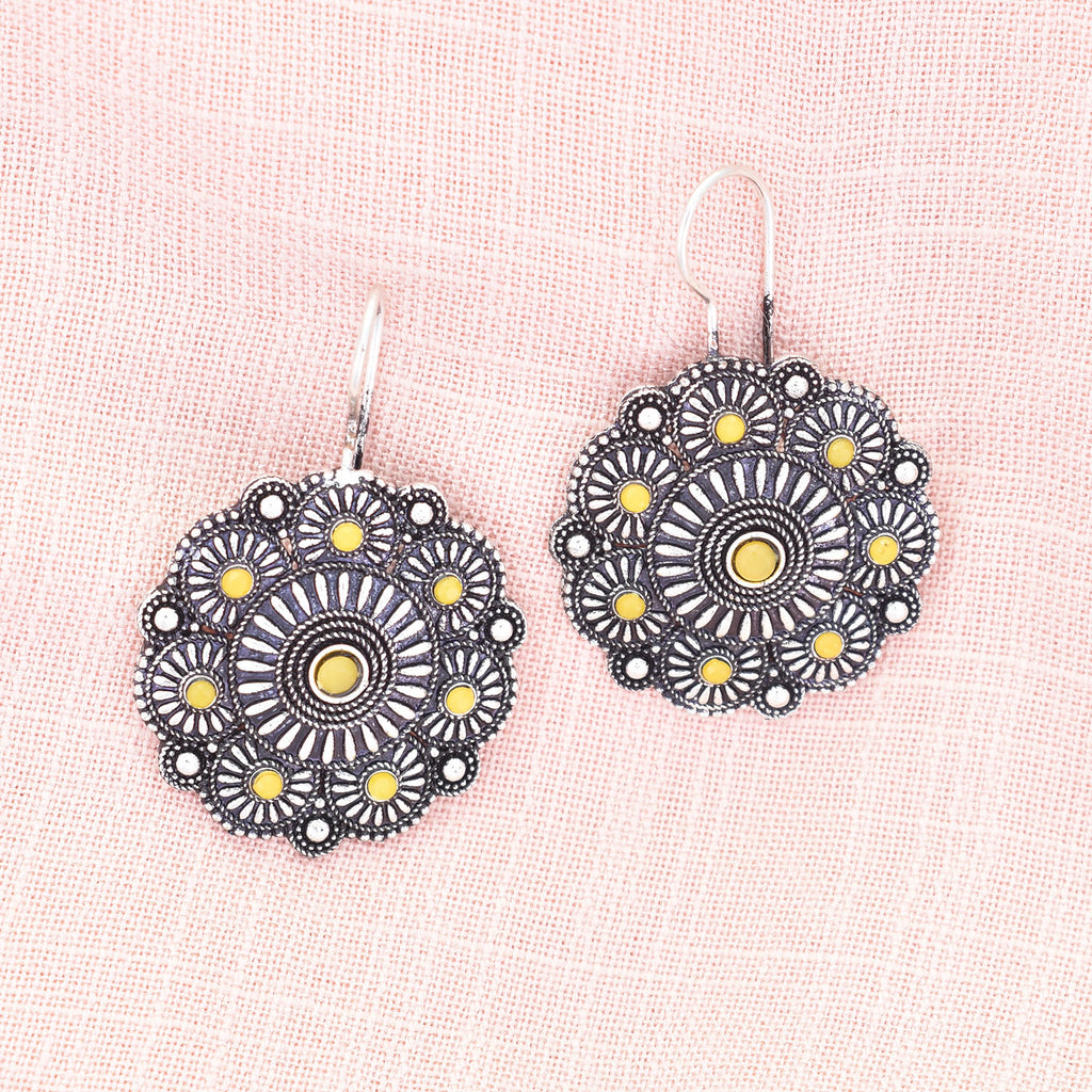 Tavisha Yellow Bloom Oxidised Earrings