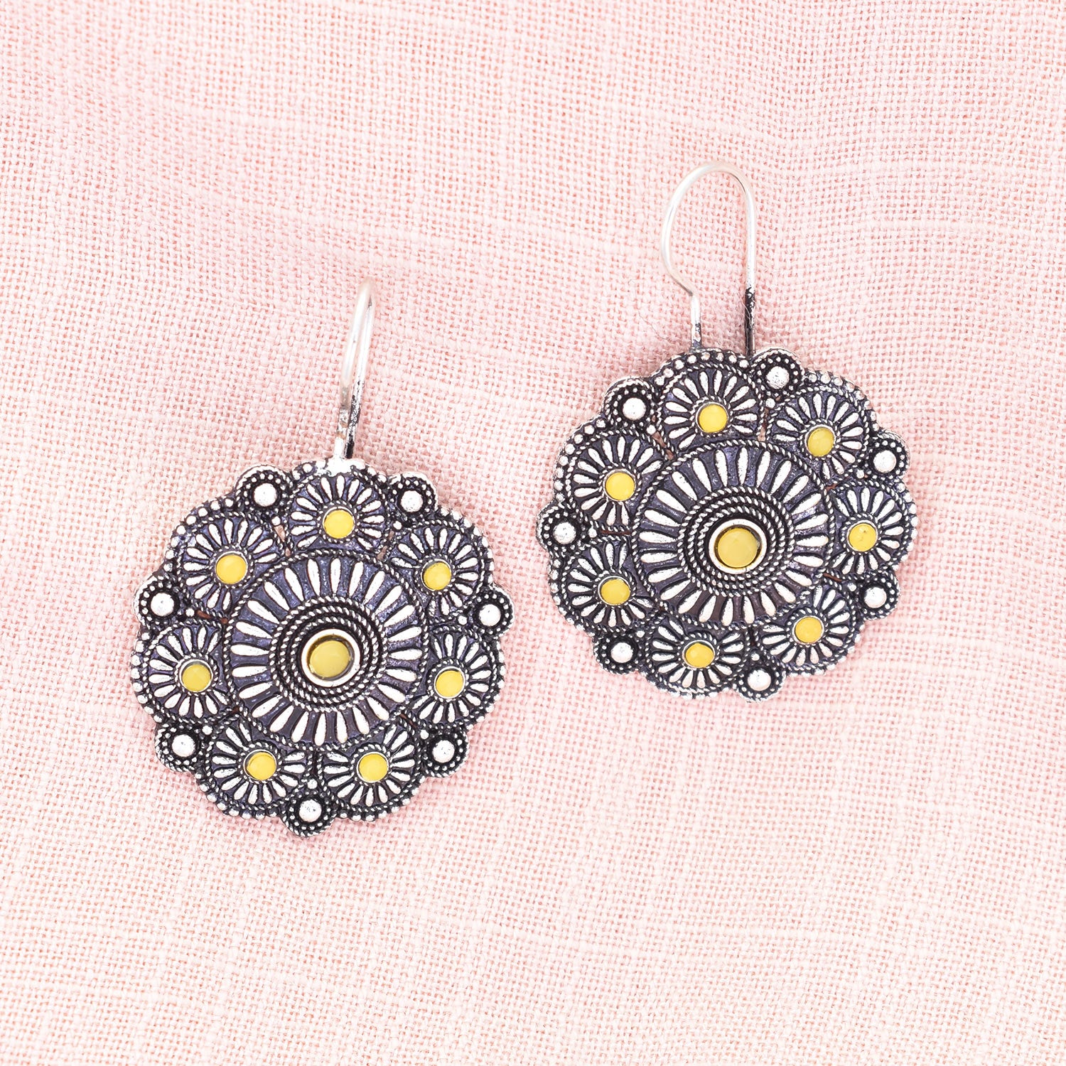 Tavisha Yellow Bloom Oxidised Earrings