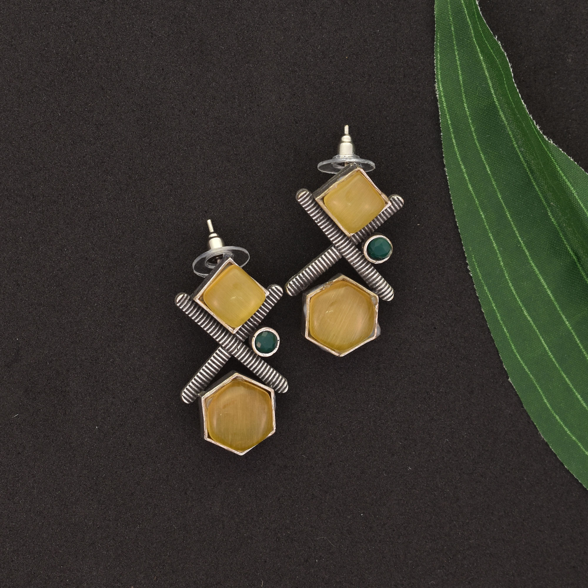 Leisha Oxidised Earrings