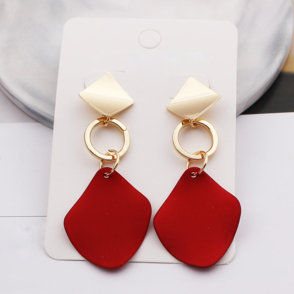 Stella Red Geometric Drop Earrings