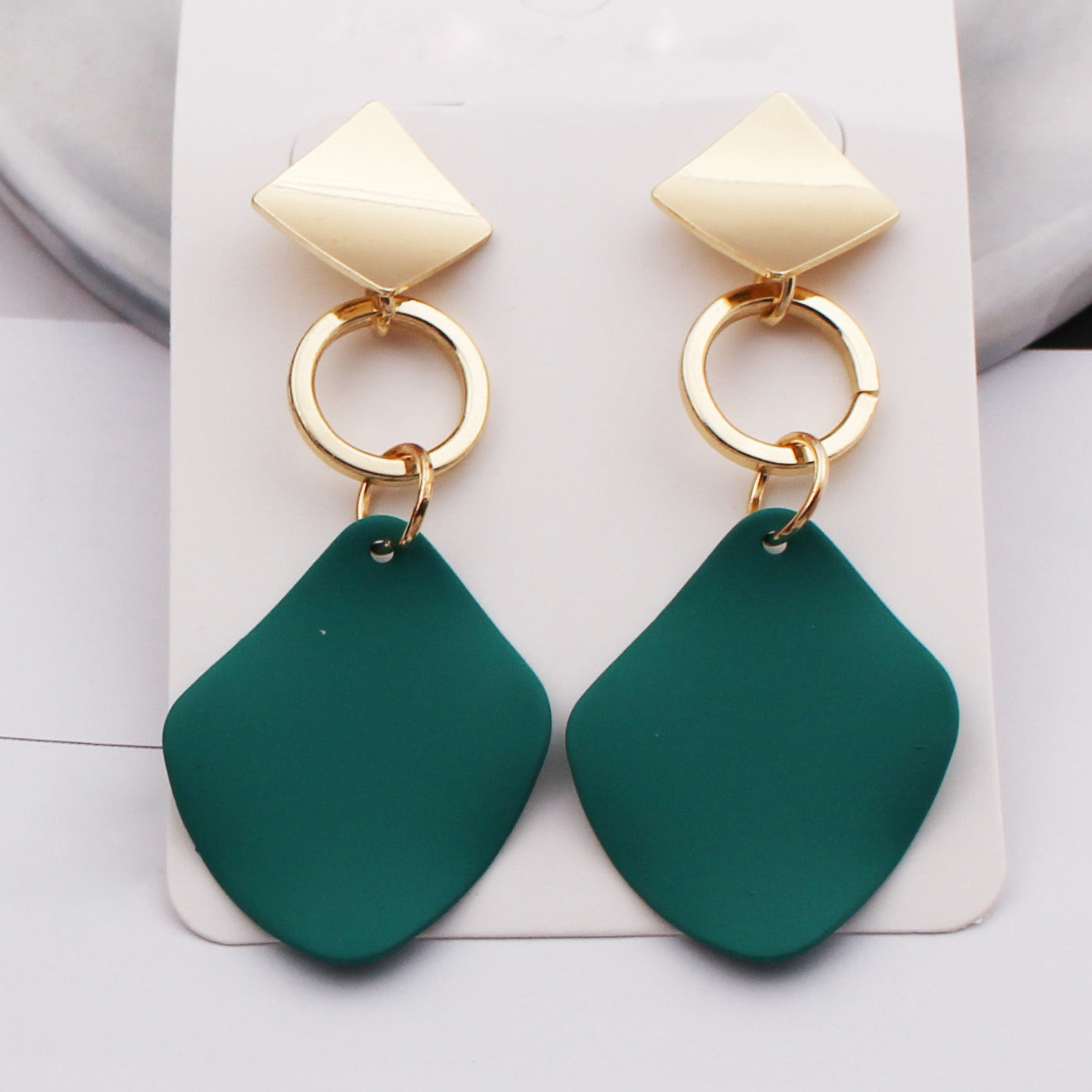 Stella Green Geometric Drop Earrings