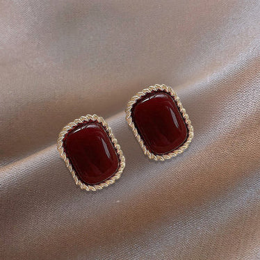 Emma Maroon Stud Earrings