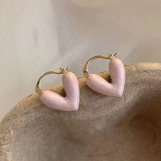 Elise Blush Heart Hoop Earrings