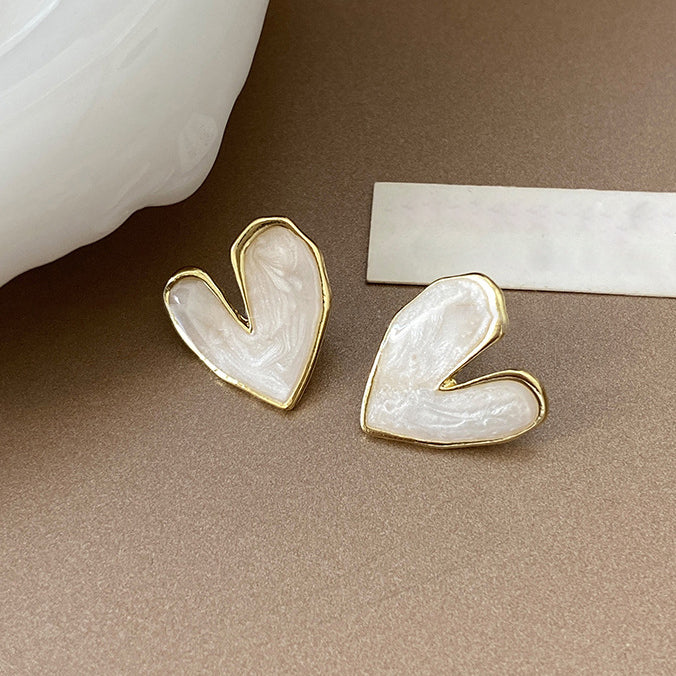 Elena Pearl White Heart Studs