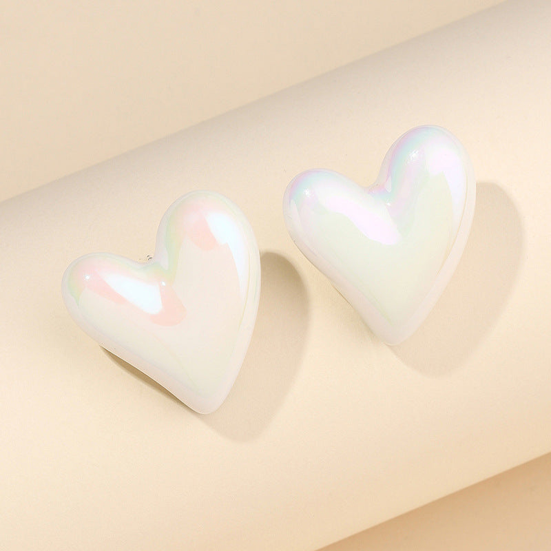 Cora White Heart Stud Earrings