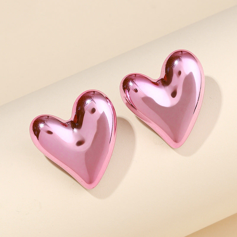 Cora Pink Heart Stud Earrings