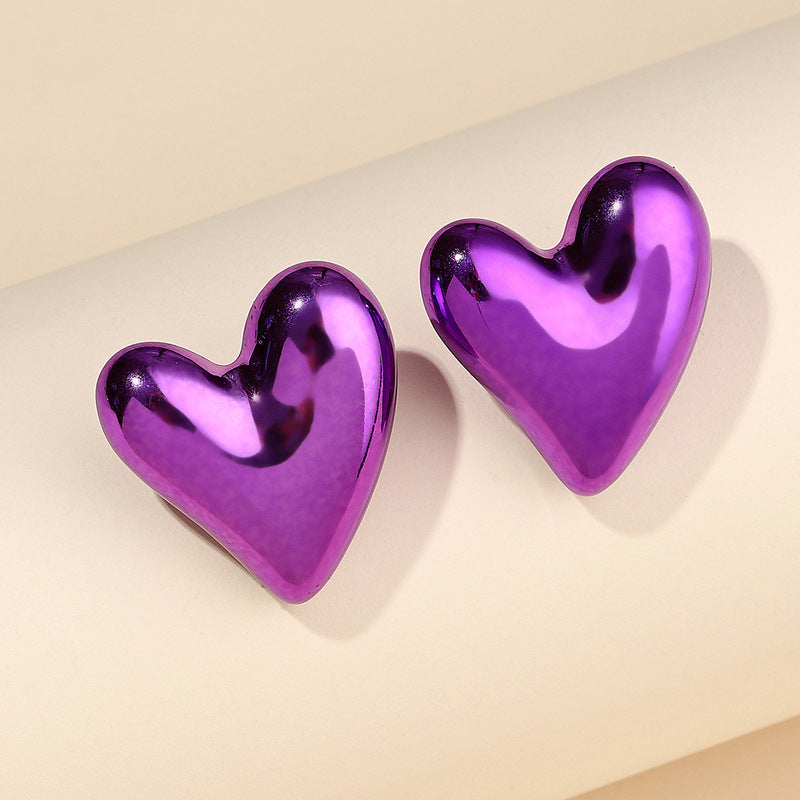 Cora Purple Heart Stud Earrings