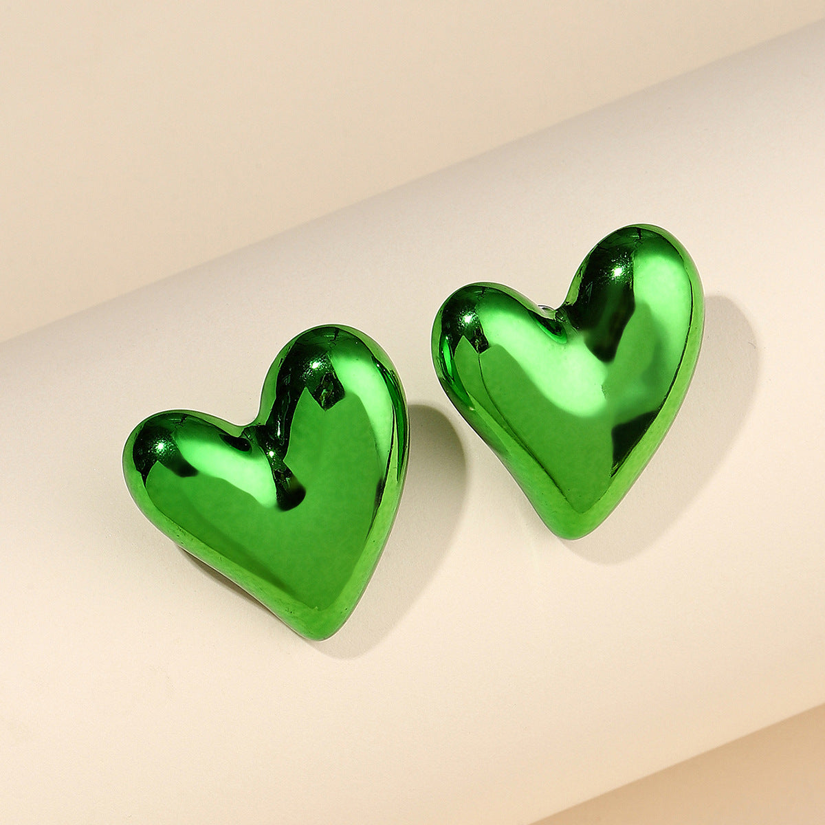 Cora Green Heart Stud Earrings