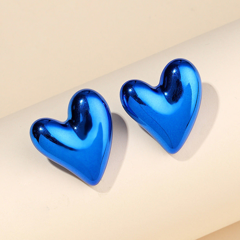 Cora Blue Heart Stud Earrings