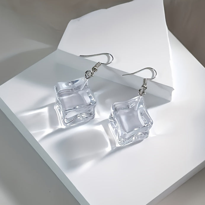 Astra Clear Cube Drop Earrings