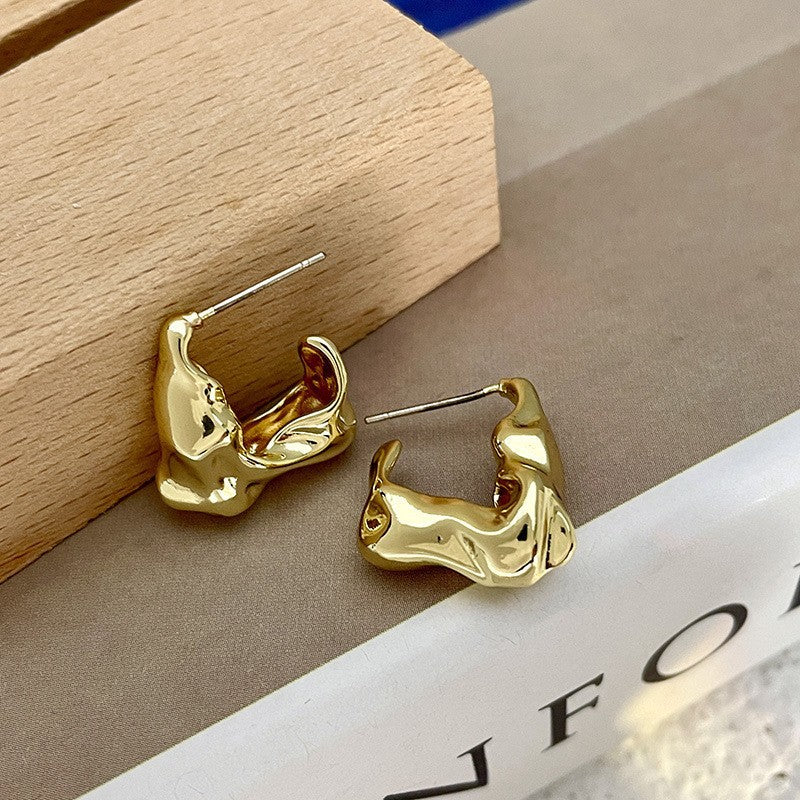 Mia Molten Gold Stud Earrings