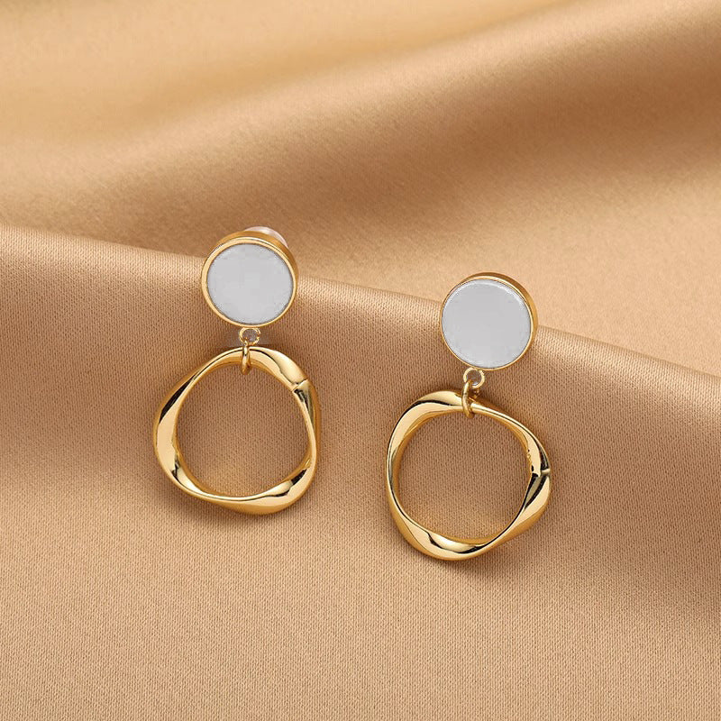 Ava White Loop Earrings