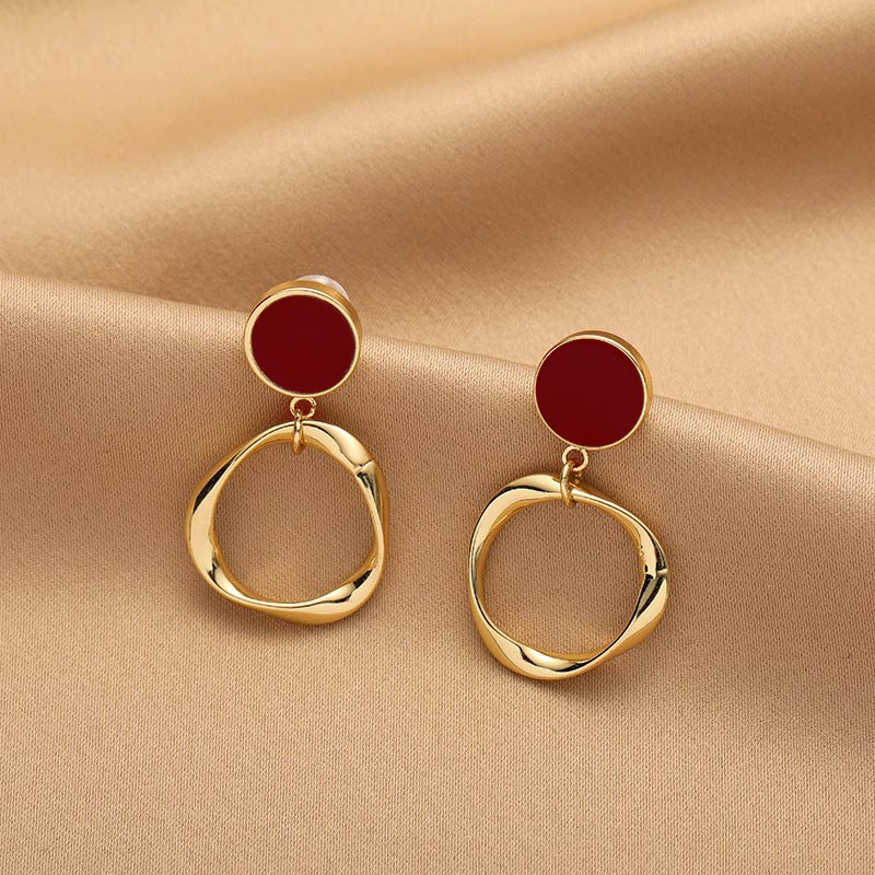 Ava Red Loop Earrings