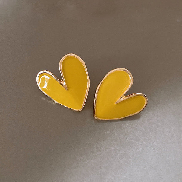 Mila Mustard Heart Studs