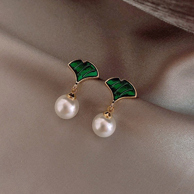 Harper Leaf Pearl Drop Earrings