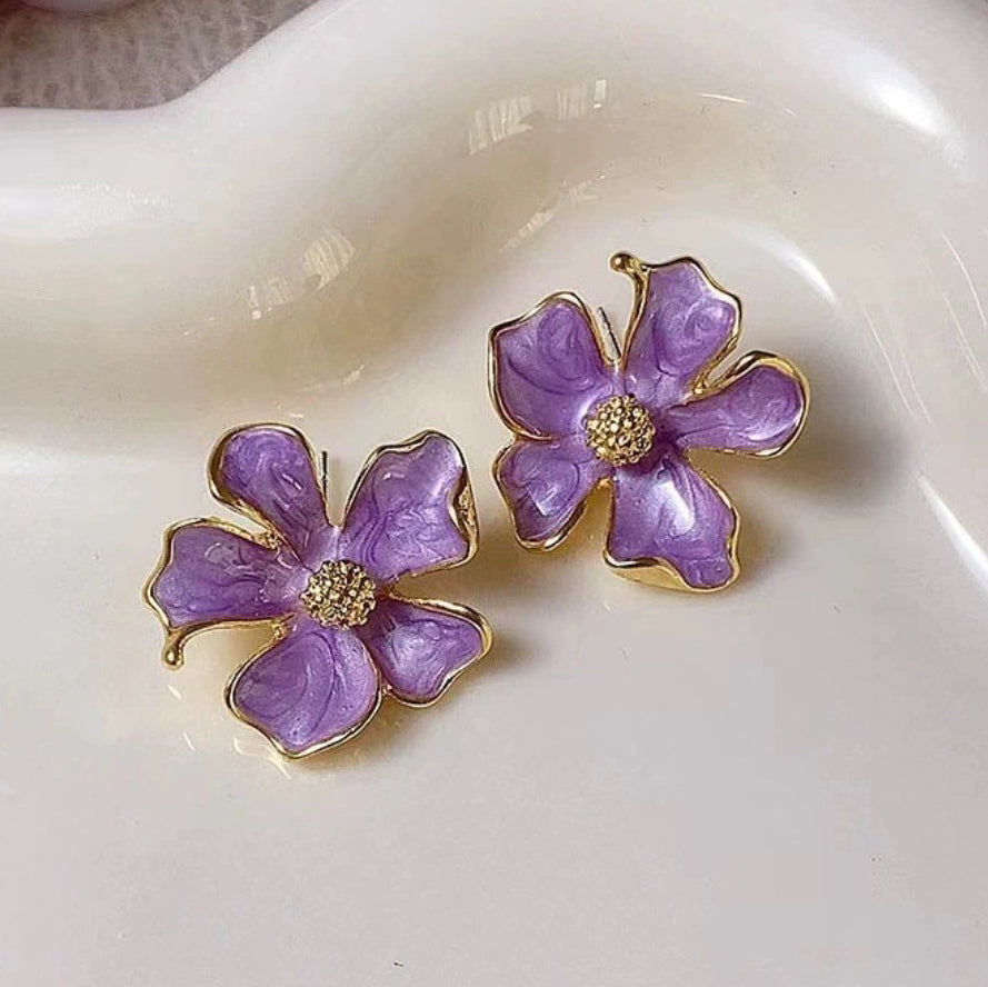Lunara Purple Blossom Stud Earrings