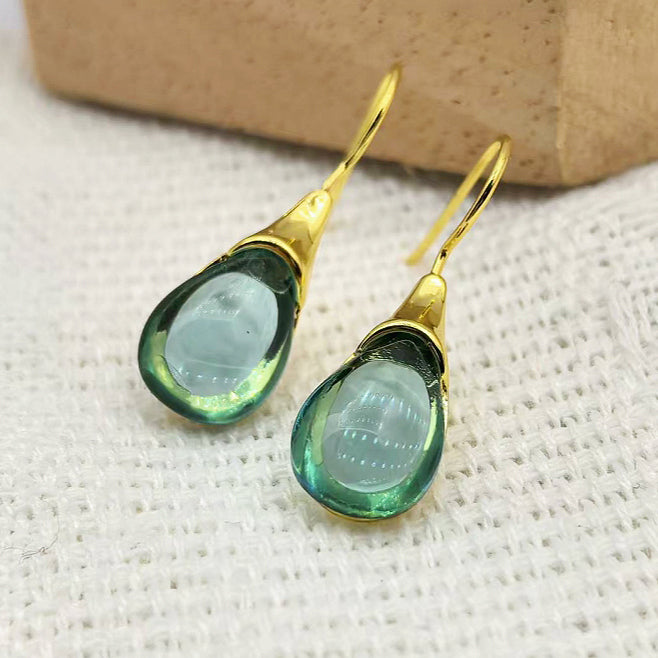 Elowen Greenish Blue Drop Minimal Earrings