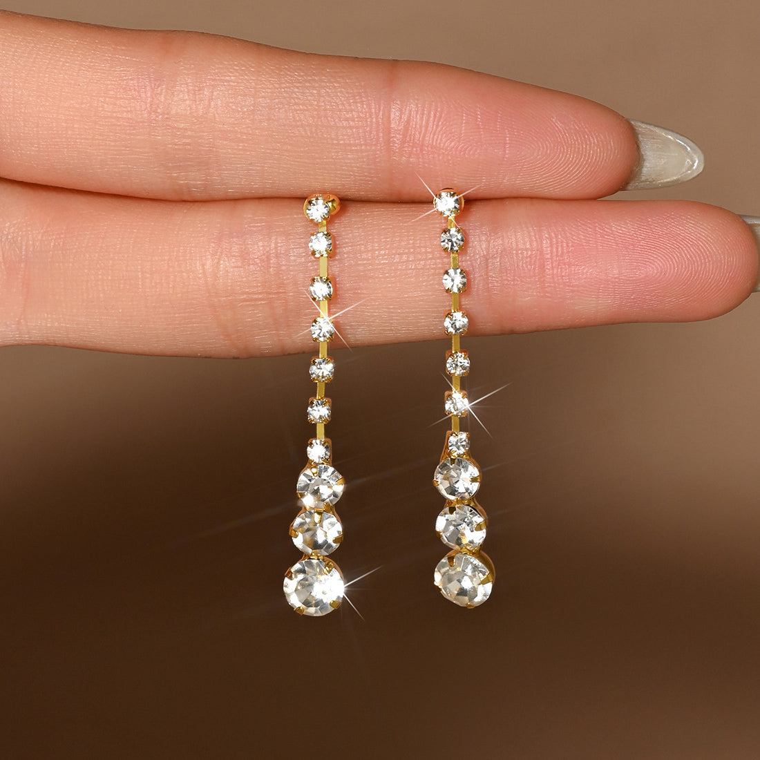 Celeste Crystal Drop Gold Earrings