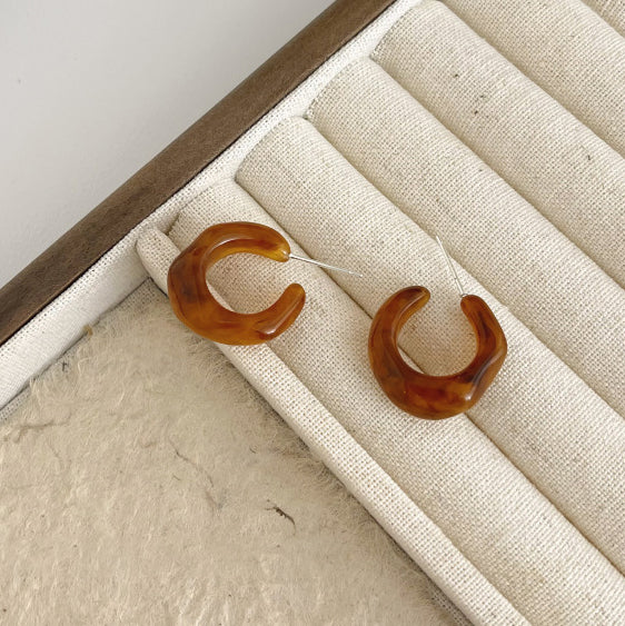 Amber Muse Resin Hoop Earrings