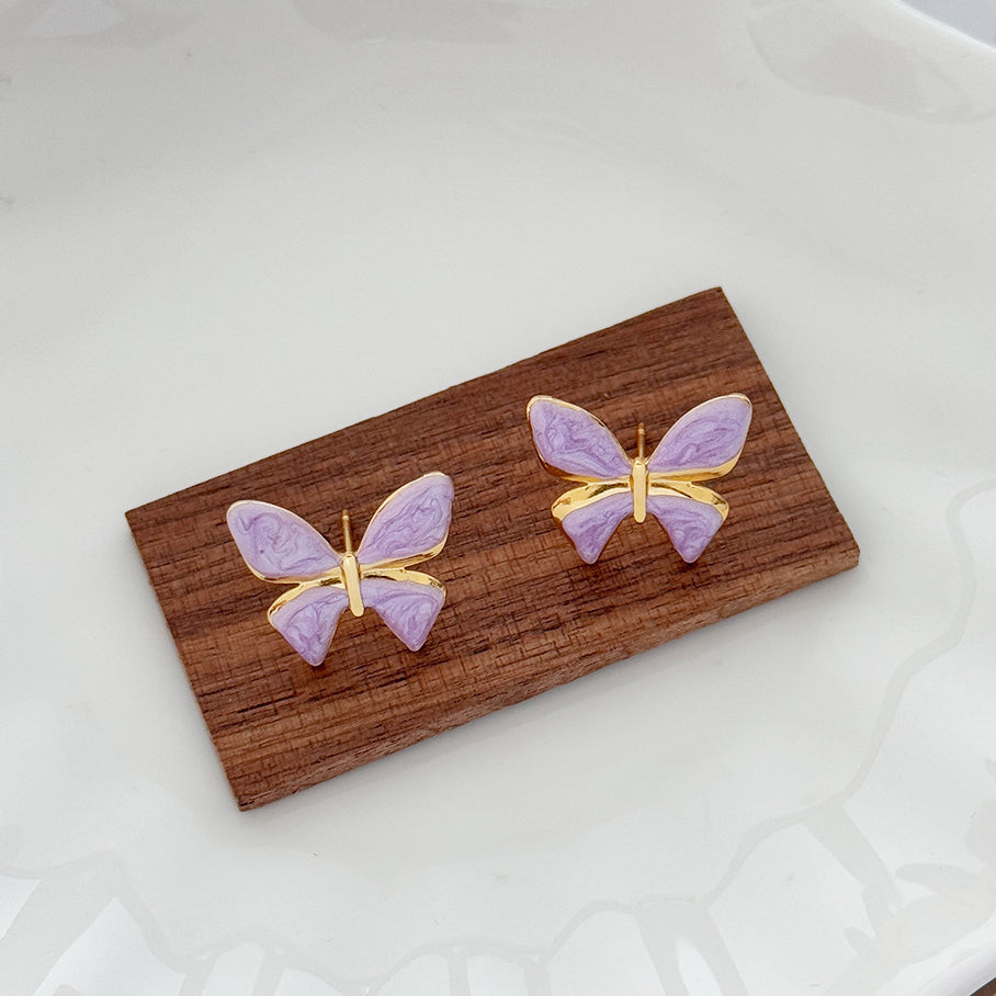 Grace Lilac Butterfly Stud Earrings
