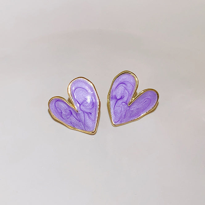 Luna Lilac Heart Studs
