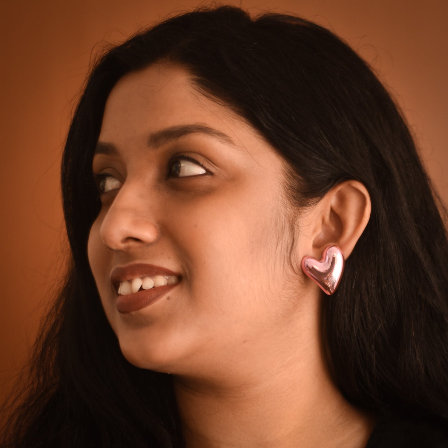 Cora Pink Heart Stud Earrings