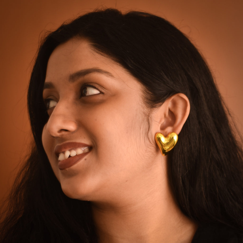 Cora Gold Heart Stud Earrings