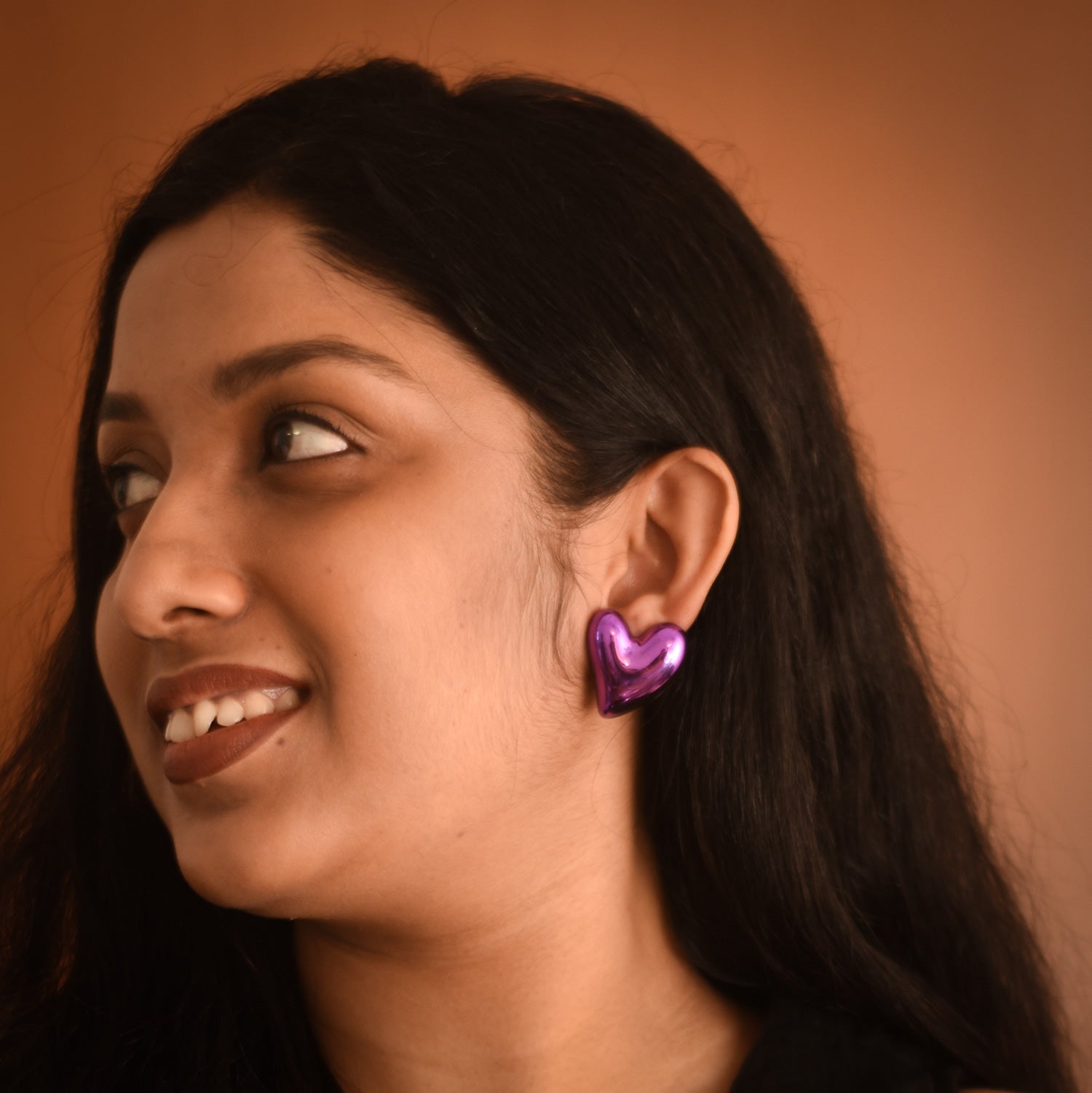 Cora Purple Heart Stud Earrings
