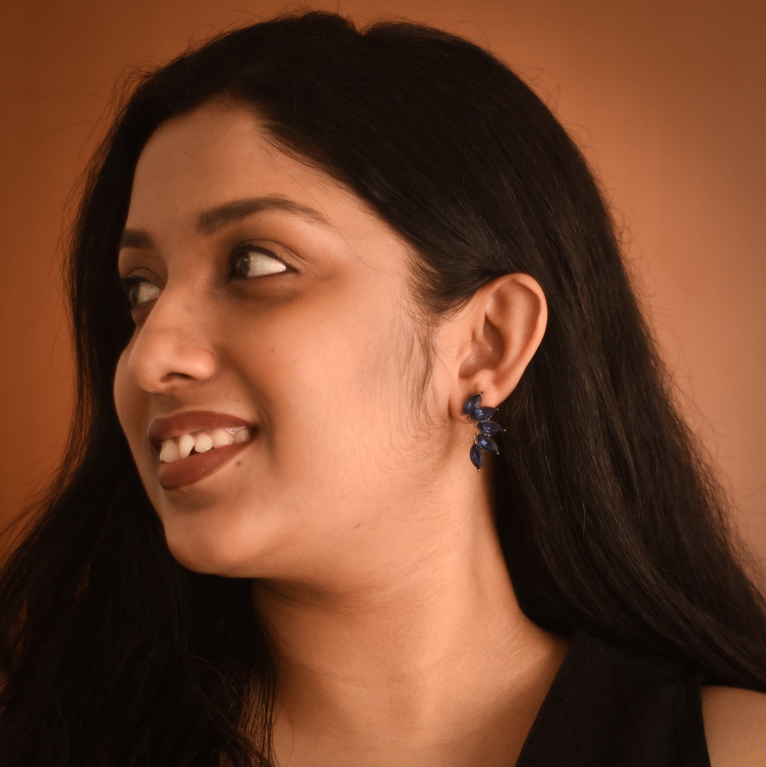 Iris Midnight Leaf Earrings
