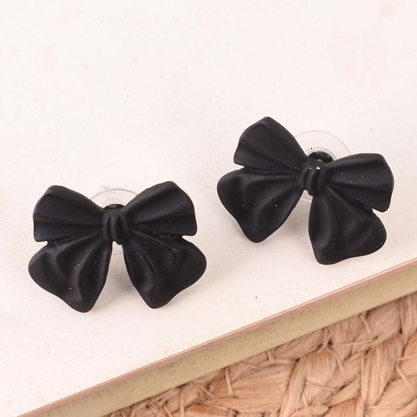 Noir Bow Stud Earrings