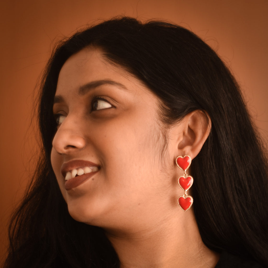 Scarlet Hearts Drop Earrings