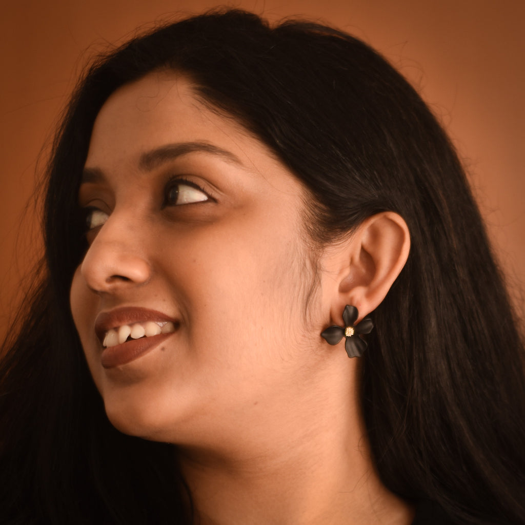 Noir Bloom Stud Earrings