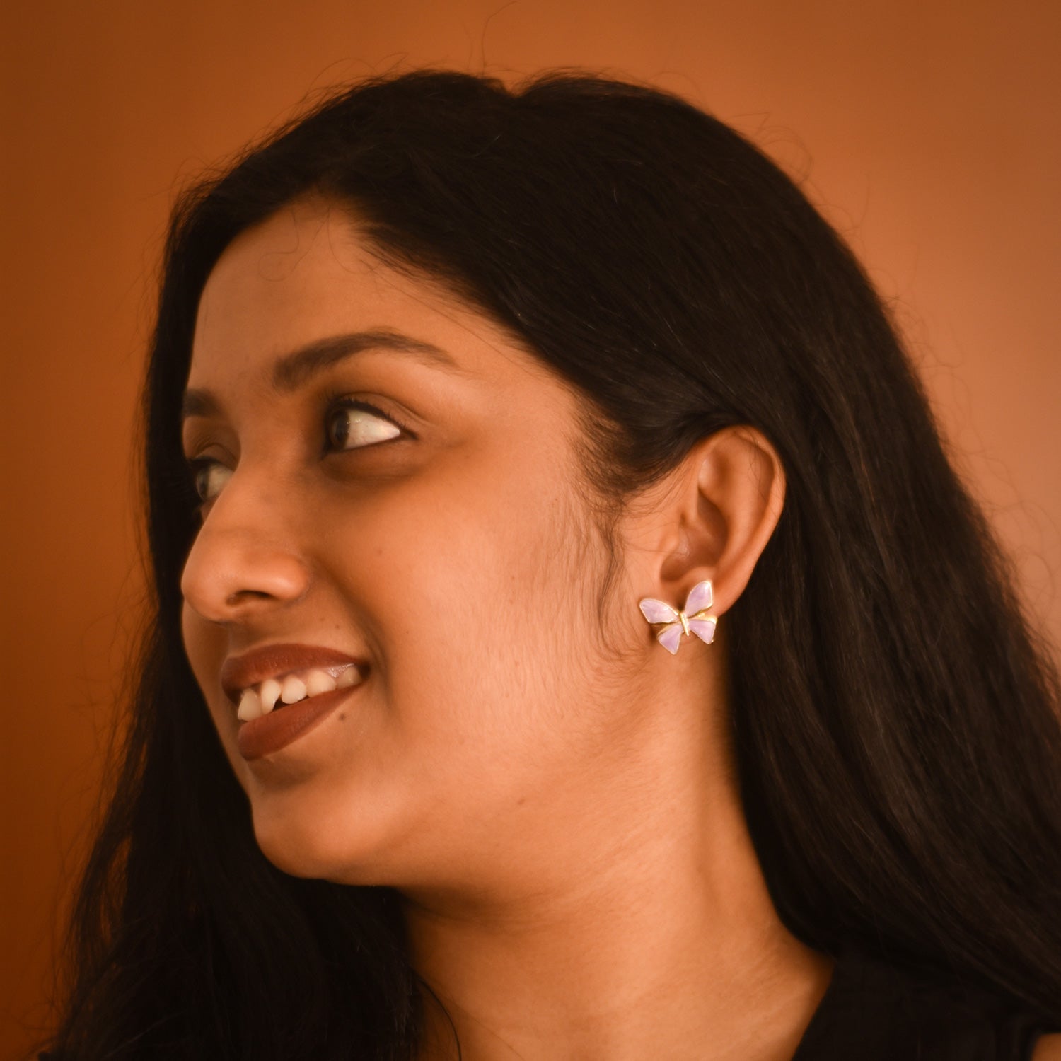Grace Lilac Butterfly Stud Earrings