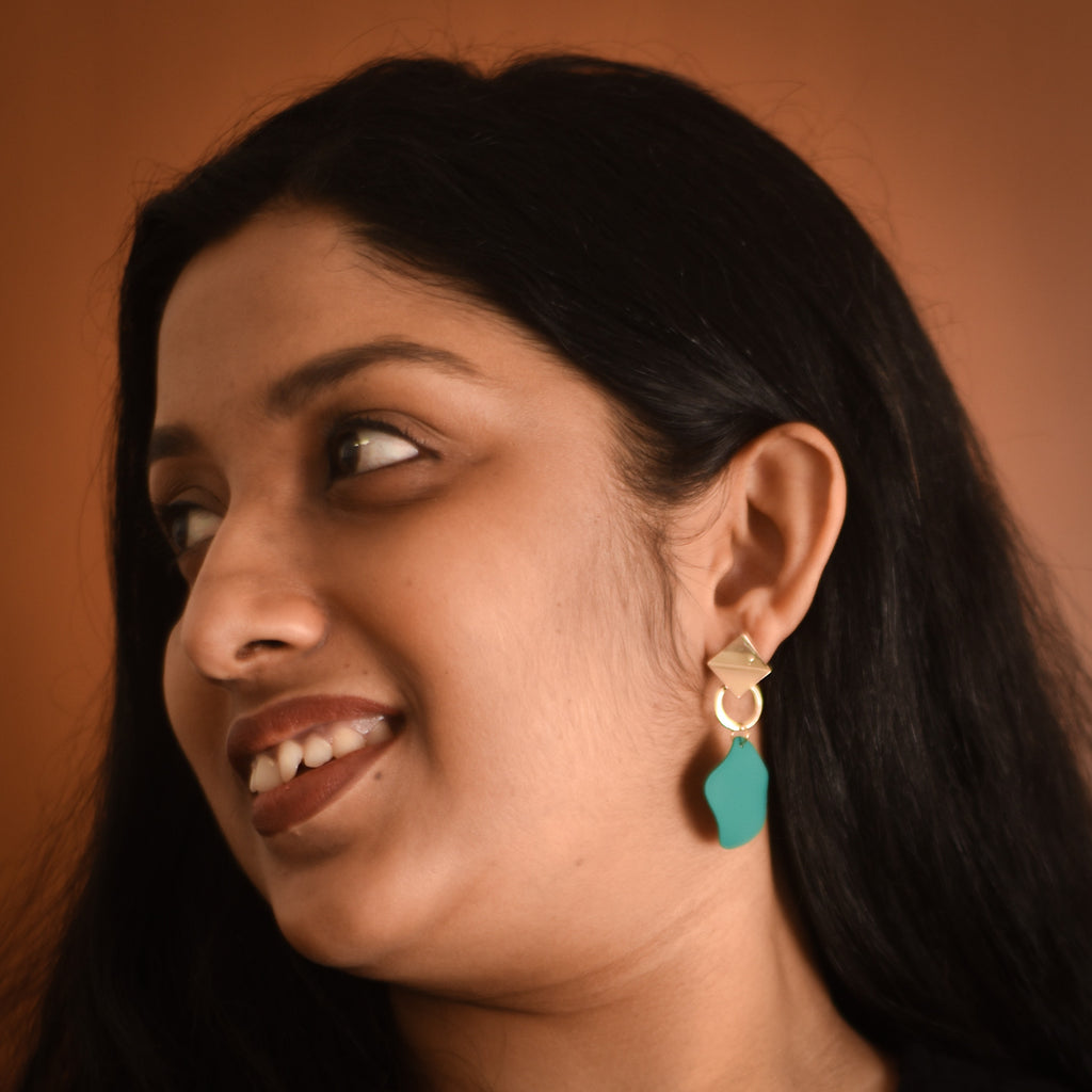 Stella Green Geometric Drop Earrings
