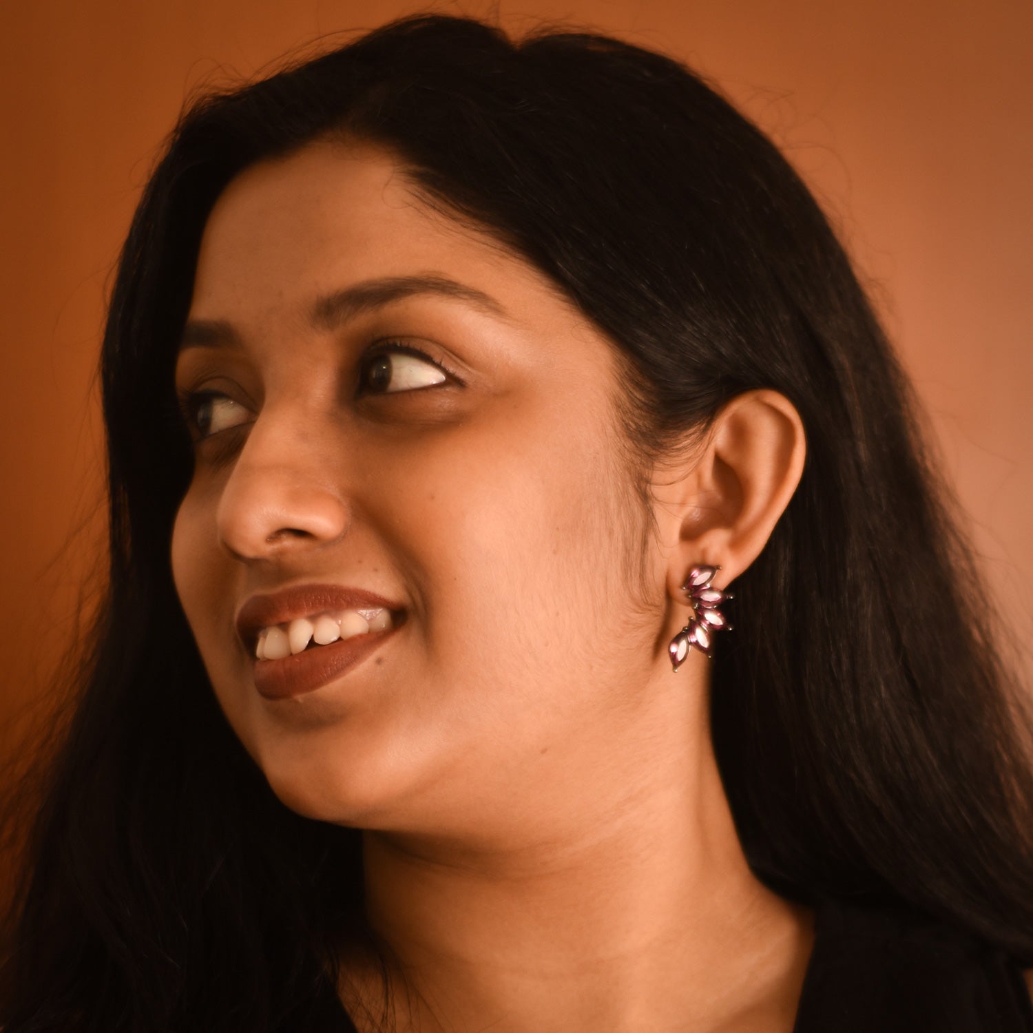 Ivy Ruby Leaf Earrings