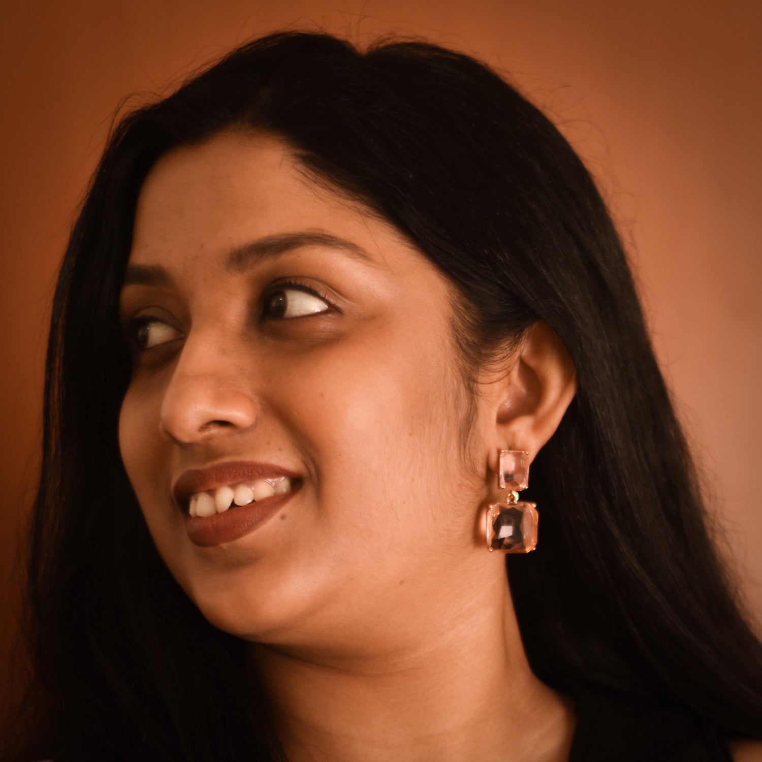 Aria Blush Square Drop Earrings