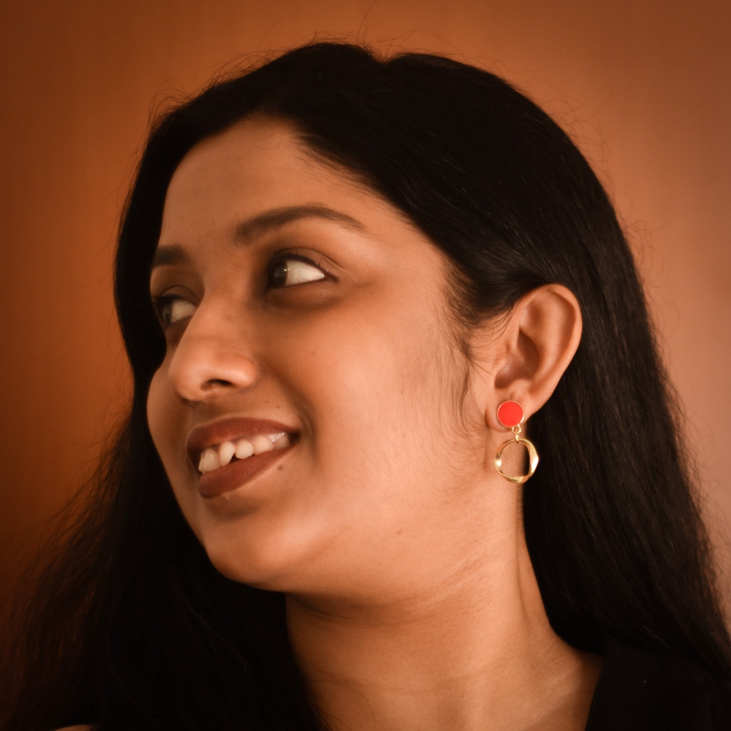 Ava Red Loop Earrings