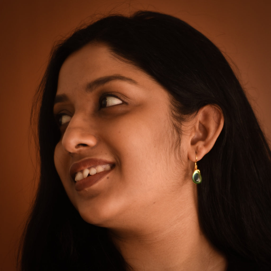 Elowen Greenish Blue Drop Minimal Earrings