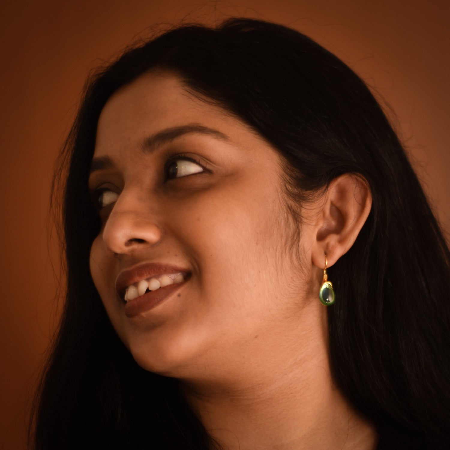 Elowen Greenish Blue Drop Minimal Earrings