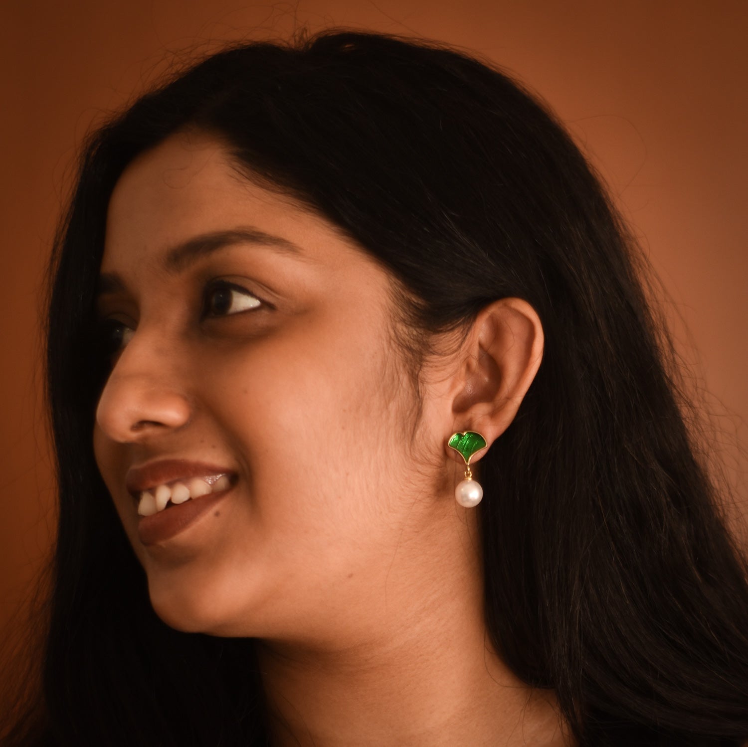 Harper Leaf Pearl Drop Earrings