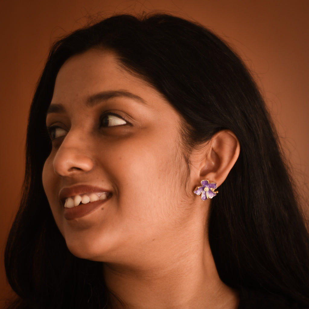 Lunara Purple Blossom Stud Earrings