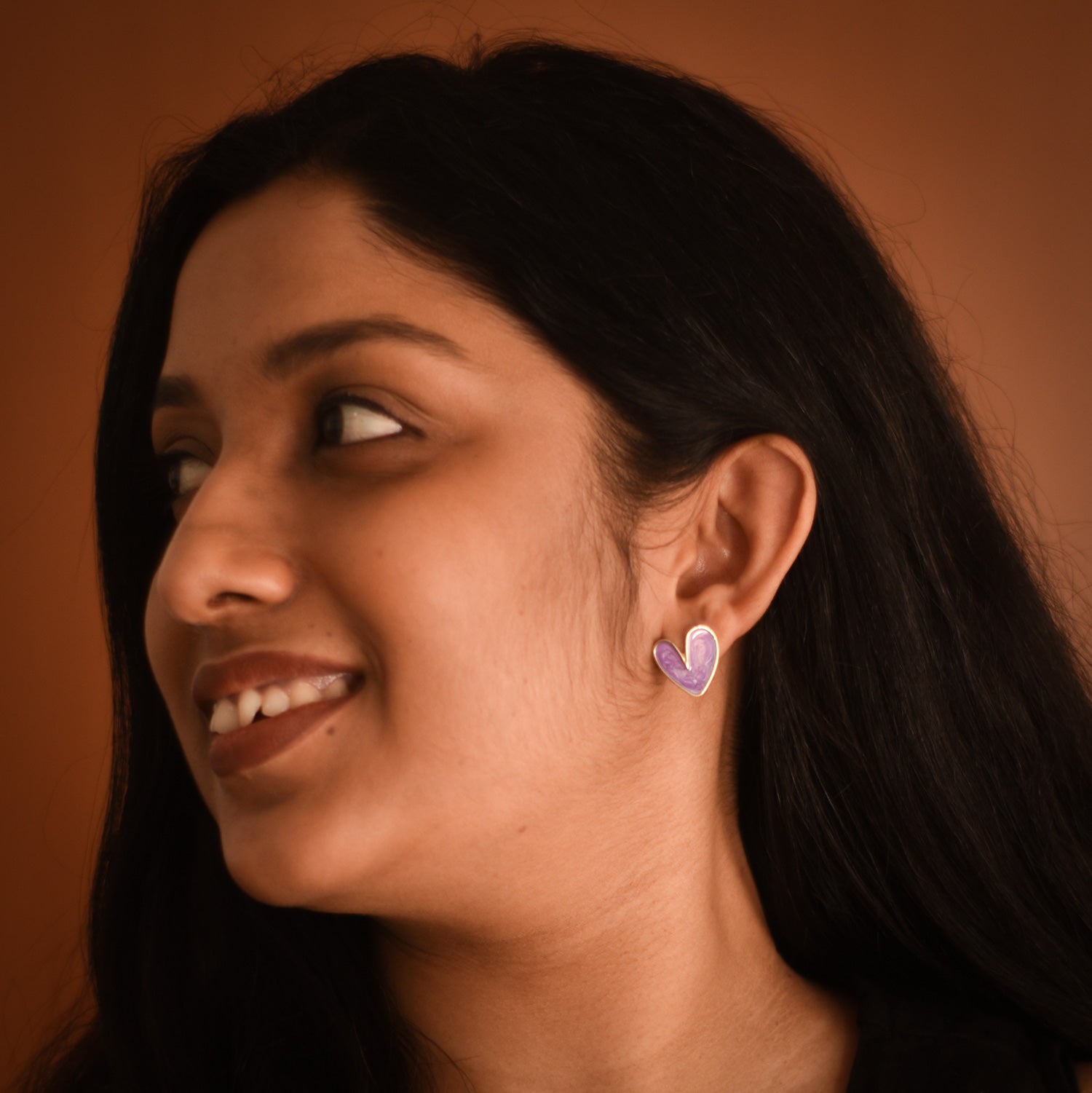 Luna Lilac Heart Studs