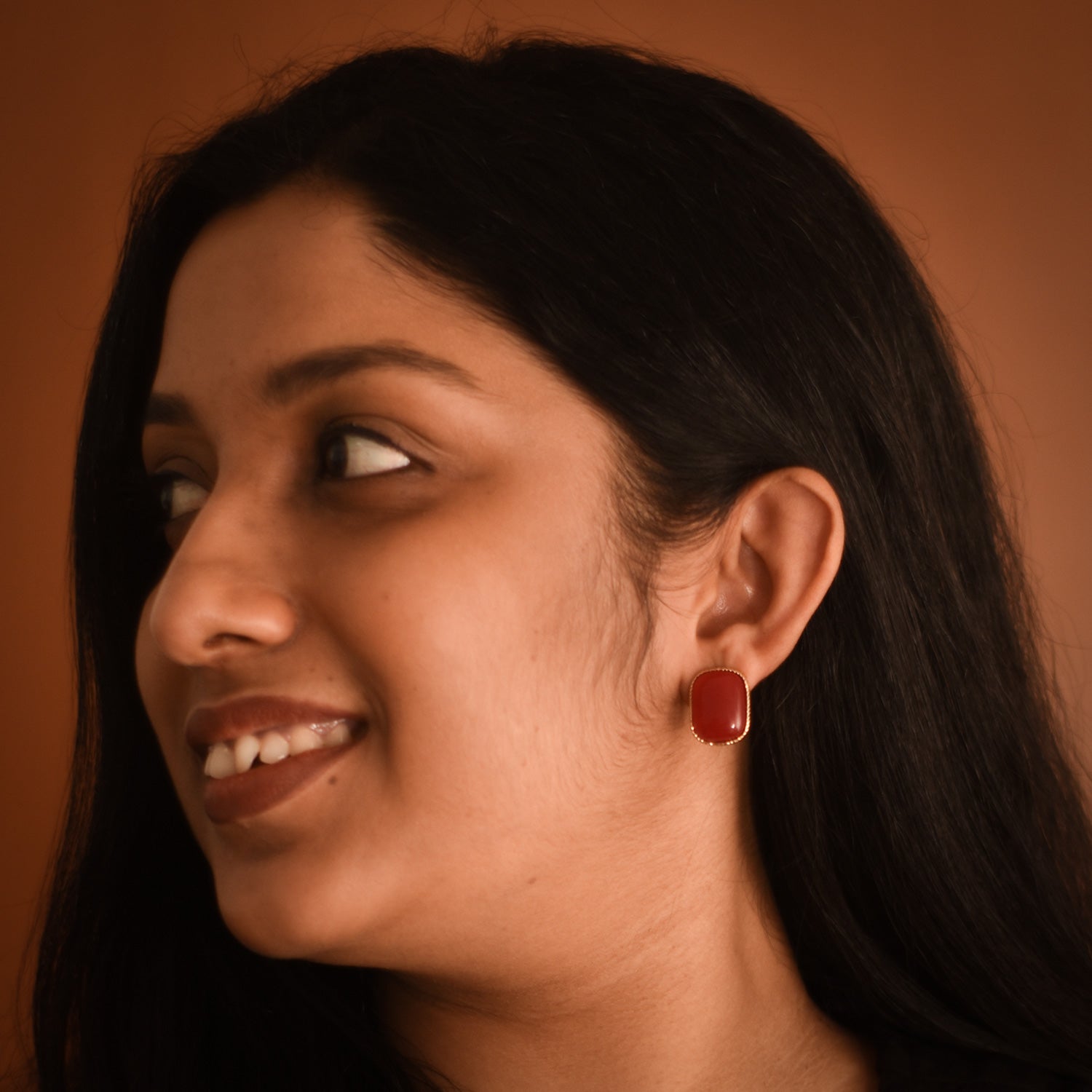 Emma Maroon Stud Earrings