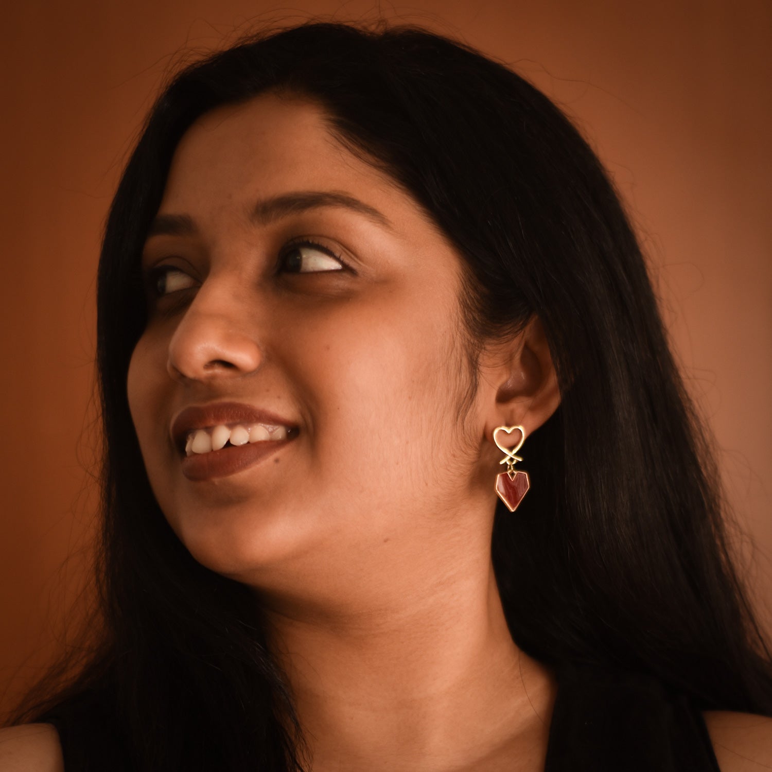 Aria Wine Heart Drop Earrings