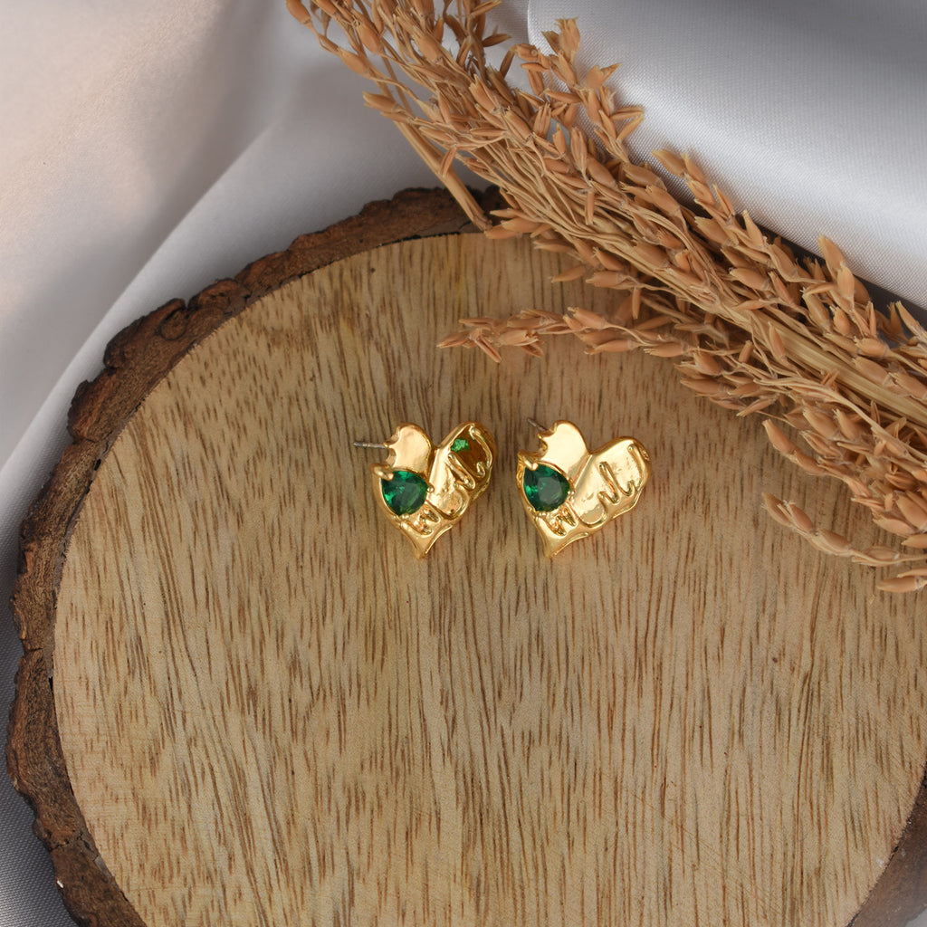 Kiva Emerald Heart Stud Earrings