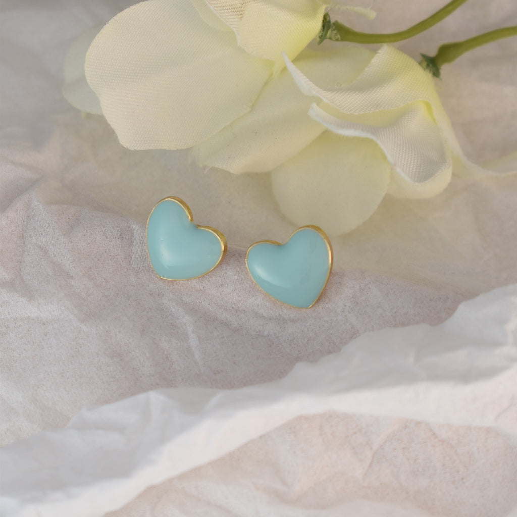 Aviva Blue Heart Stud Earrings