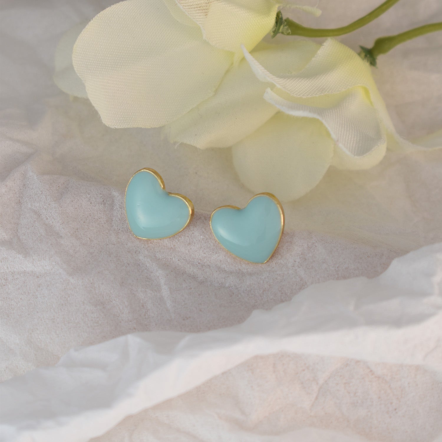 Aviva Blue Heart Stud Earrings