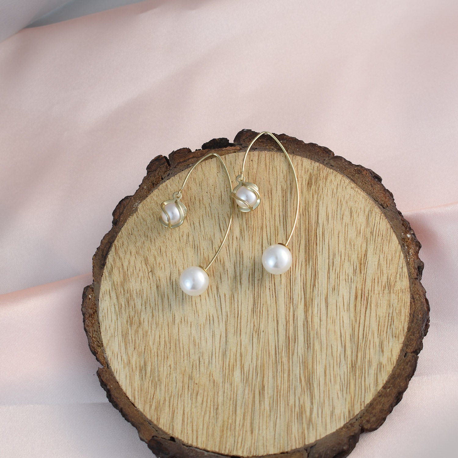 Sahara Pearl Arc Drop Earrings