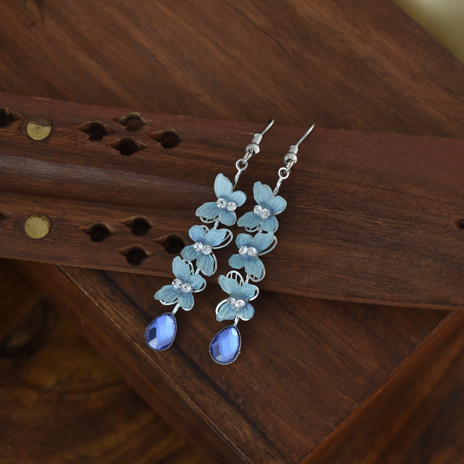 Elani Blue Blossom Drop Earrings