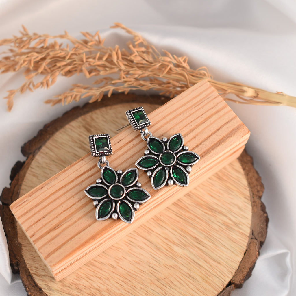 Pallavi Green Oxidised Earrings